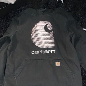 Carhartt Black Hoodie with Light Pink Striped Logo